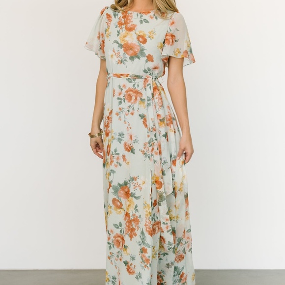 Baltic Born Naomi Short Sleeve Maxi Dress | Sage Floral Size XLXL - Picture 1 of 5